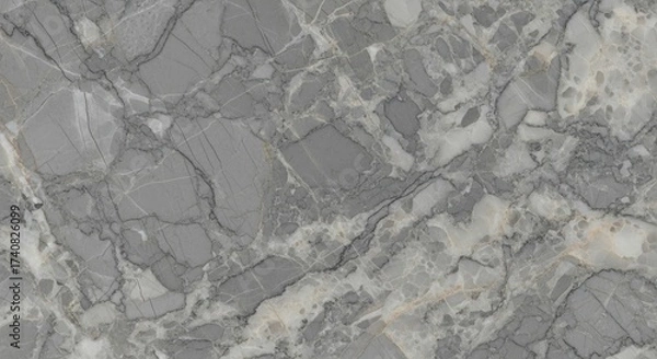 Fototapeta Elegant grey marble texture with natural white and subtle gold veining, perfect for luxurious interior design backgrounds.