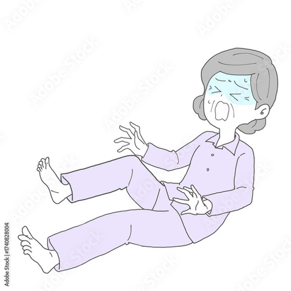 Obraz 足がつったシニア女性　青ざめる