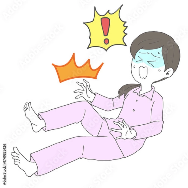 Fototapeta 足がつった女性3　青ざめる