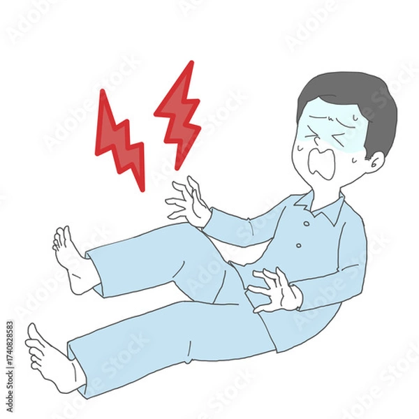 Fototapeta 足がつった男性2　青ざめる