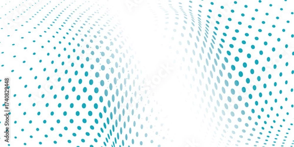 Fototapeta Transparent Vector Gradient Blue Color Halftone Background Staggered Dots Pattern modern dotted