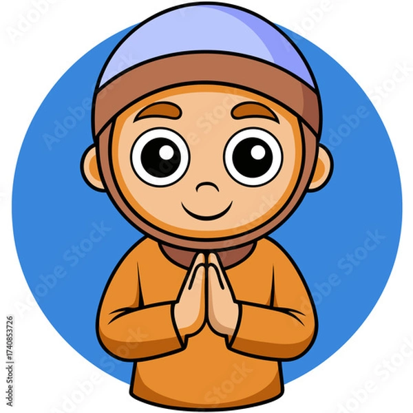 Fototapeta vector kawaii a muslim child greets