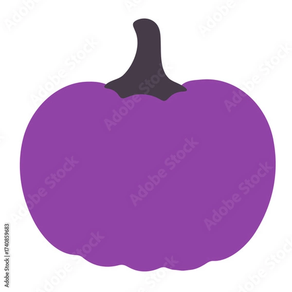 Fototapeta Illustration of a purple pumpkin with a dark gray stem on a white background in a simple style