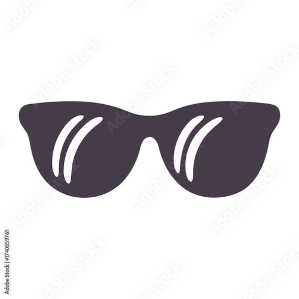 Fototapeta Illustration of dark sunglasses with white reflection on the lenses against a white background view