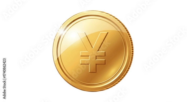 Fototapeta Gleaming golden yen coin symbol representing financial wealth currency exchange and economic prosperity in a shiny reflective design