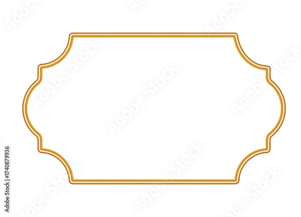 Fototapeta Shiny golden 3d frame with ornate decoration. Ornamental luxury border in oriental style. Indian decorative element. Vector illustration for certificate, stamp, vignette, label, badge, various design
