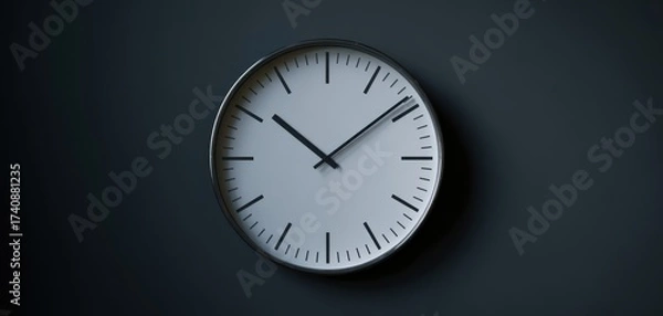 Obraz The clock on a minimalist dark wall casting soft shadow and modern design