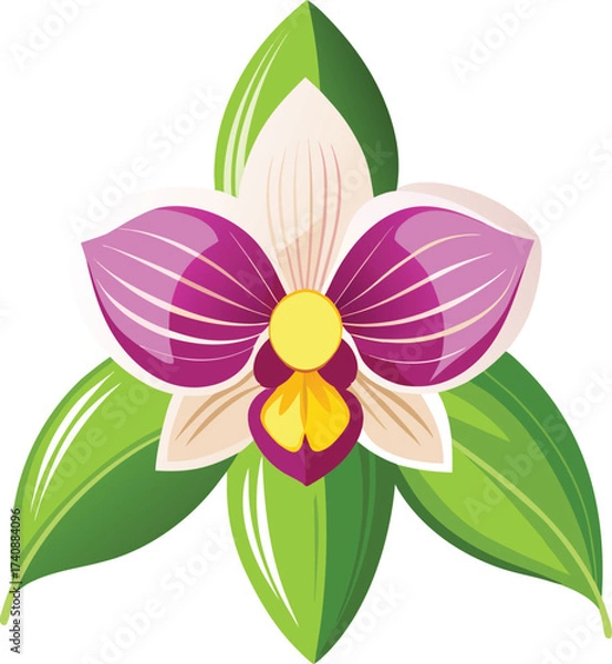 Obraz Orchid vector art, delicate style, white background