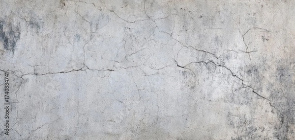Obraz The cracked concrete wall texture showing weathered plaster fine fissures and stains