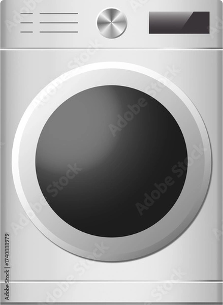 Obraz Gradient Silver Modern Front Load Washing Machine
