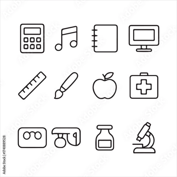 Obraz Education and Learning thin line icons set. 