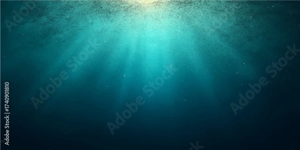 Fototapeta Deep blue ocean water loop with abstract light rays from the surface