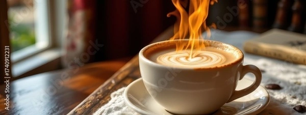 Fototapeta fireball frosted coco swirl, slim ripple of sunshine folds joy, nostalgic recovery dripping in parlor bliss
