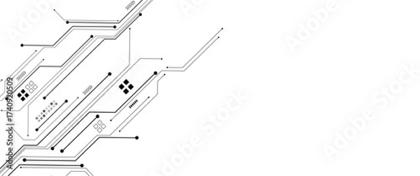 Fototapeta Vector abstract technology on a white background. Technology black circuit diagram.