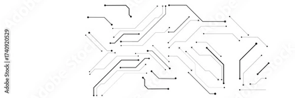 Fototapeta Vector abstract technology on a white background. Technology black circuit diagram.