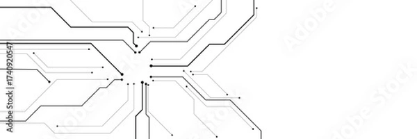Fototapeta Vector abstract technology on a white background. Technology black circuit diagram.