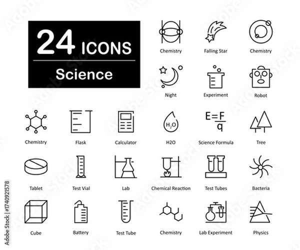 Fototapeta These are 24 beautiful small, pixel perfect science and experiment interface vector icons.