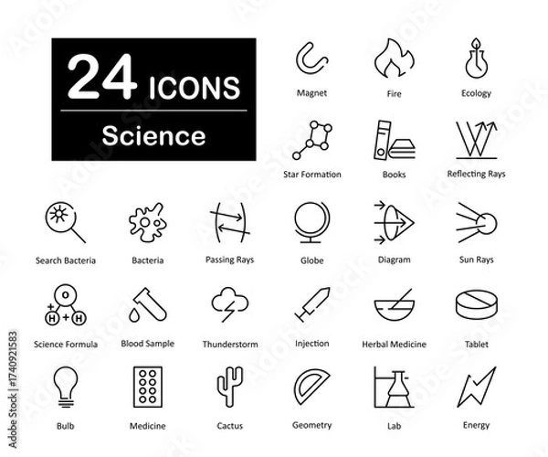 Fototapeta These are 24 beautiful small, pixel perfect science and experiment interface vector icons.