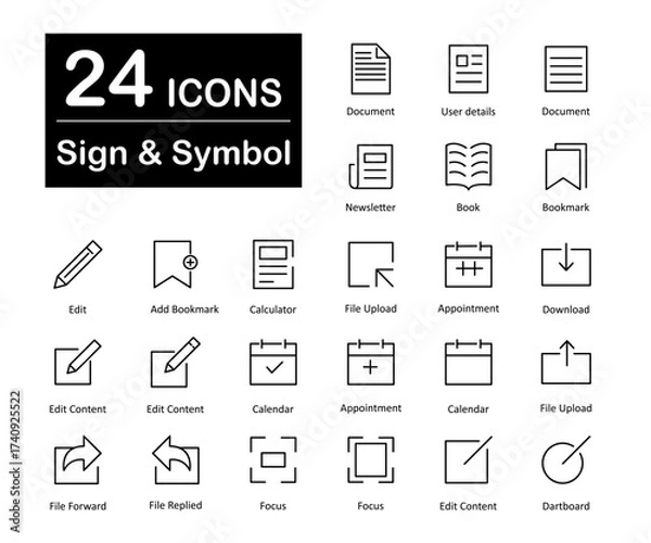 Fototapeta These are 24 beautiful small, pixel perfect electronics sign and symbol vector icons.
