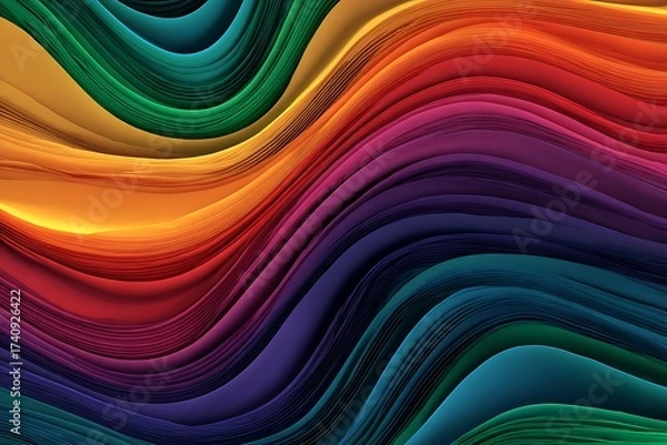 Obraz Vibrant swirling rainbow waves of color abstract background