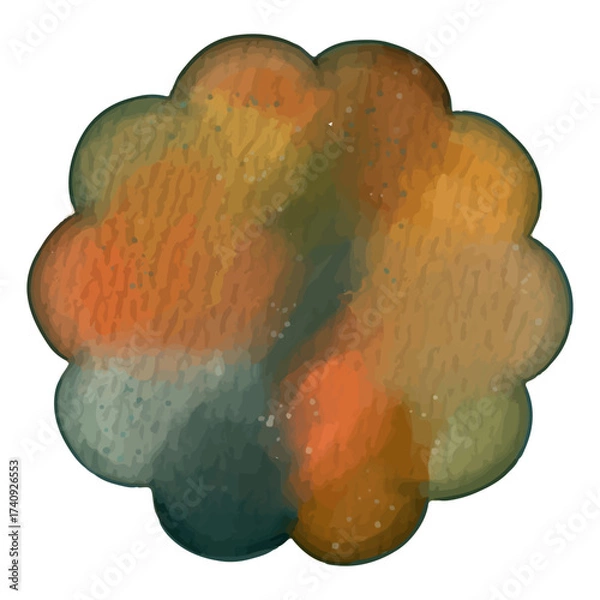 Obraz Watercolor Scalloped Circle Shape Illustration