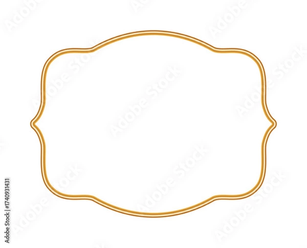 Fototapeta Shiny golden frame. Ornamental luxury 3d border in oriental style. Indian decorative element. Realistic object mockup for photo frame. Vector for certificate, stamp, vignette