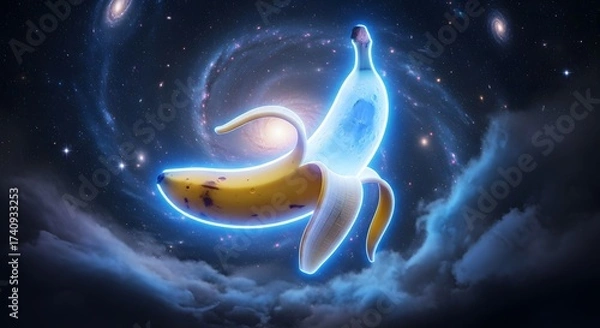 Fototapeta Banana in the Cosmos A Surreal Cosmic Fruit Exploration in the Universe