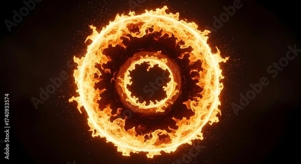 Fototapeta Fiery Circular Ring of Flame A Mesmerizing Abstract Illustration of Burning Energy