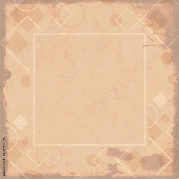 Fototapeta Vintage Vector Paper Texture with Geometric Frame Design.