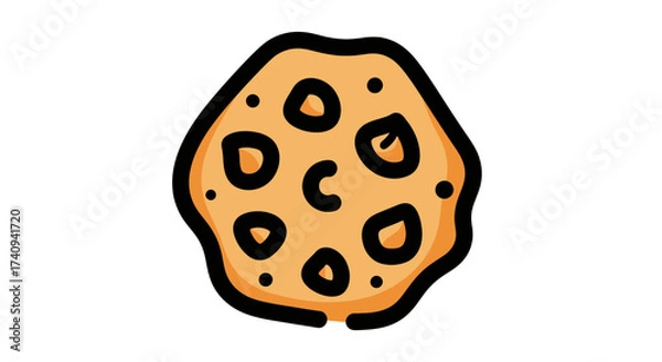 Fototapeta Delicious cookie with chocolate chips and a unique shape perfect for snacking.