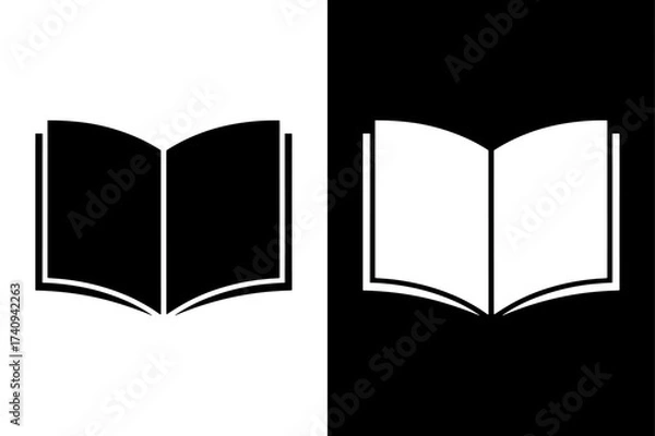 Obraz Contacts List Icon. Minimal Black White Address Book Symbol Vector