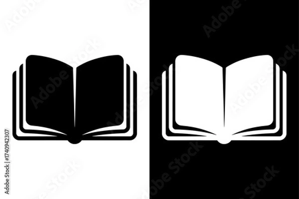 Obraz Address Book Icon. Solid Black Contacts List Silhouette Vector Illustration
