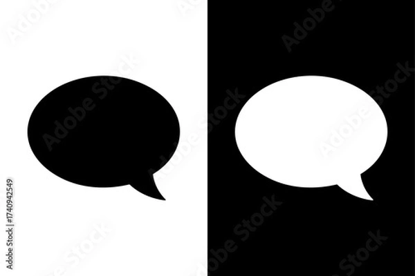 Obraz Chat Icon Vector Black and White Speech Bubble Symbols for Messages and Comments