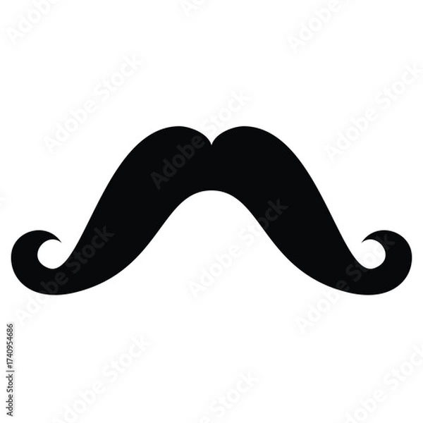 Fototapeta simple black moustache icon, mustache vector