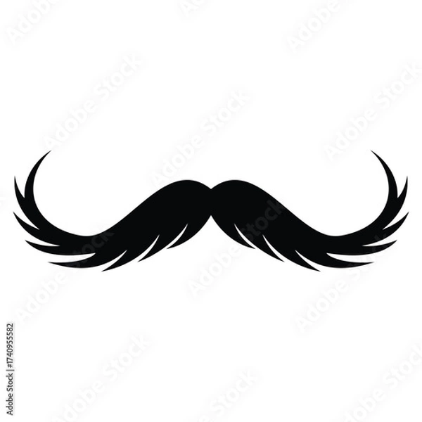 Fototapeta simple black moustache icon, mustache vector