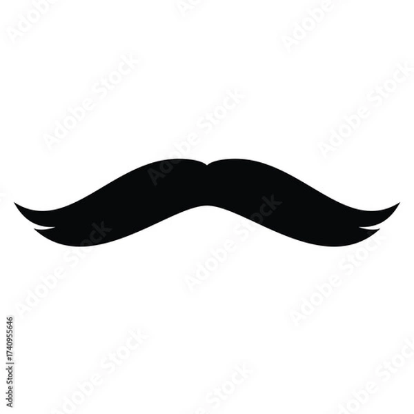 Fototapeta simple black moustache icon, mustache vector