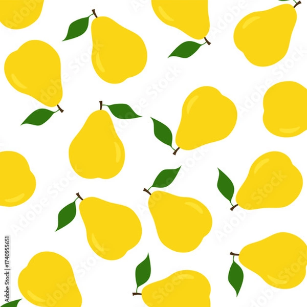 Fototapeta Pear Seamless Pattern. Vector Fruit Background. ideal for healthy food and summer themes.