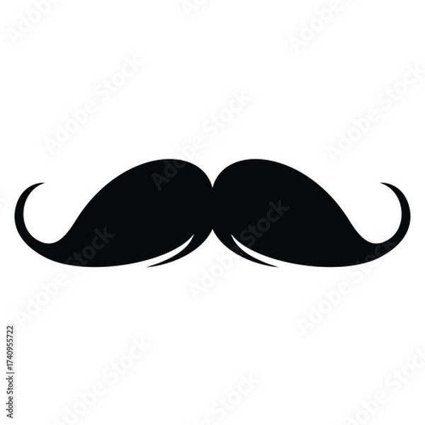 Fototapeta simple black moustache icon, mustache vector