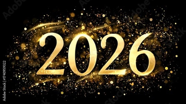 Fototapeta New year celebration with golden sparkle design for 2026 festivities and events