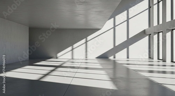 Obraz Sunlight streaming into an empty modern concrete room