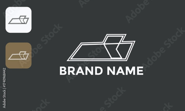 Fototapeta Aircraft Abstract Logo, Simple Plane Mark, Aviation Business Symbol, White Icon Black Background