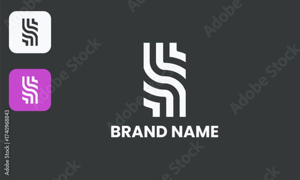 Fototapeta Elegant S Monogram, Abstract Letter S Design, Modern Calligraphy Symbol, Isolated White on Black