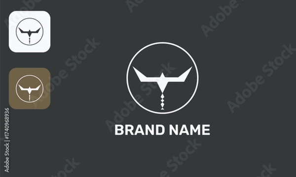 Fototapeta Minimalist Swallow Logo, Clean Bird Design, Simple Flying Bird Symbol, Isolated White on Black