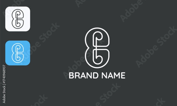 Fototapeta Abstract B Monogram, Modern Letter B Design, Geometric Alphabet Logo, Isolated White on Black