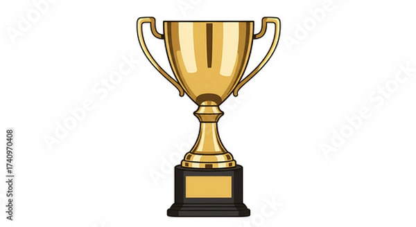 Obraz Shiny Golden Trophy Cup Illustration on White Background