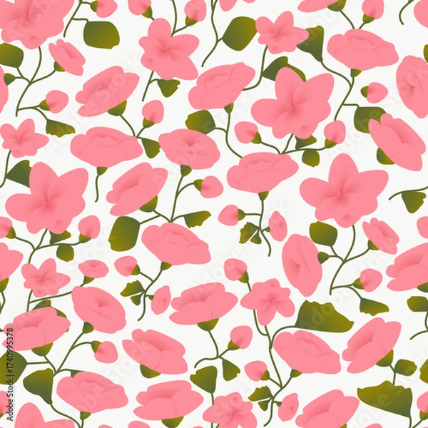 Fototapeta seamless pattern with pink roses