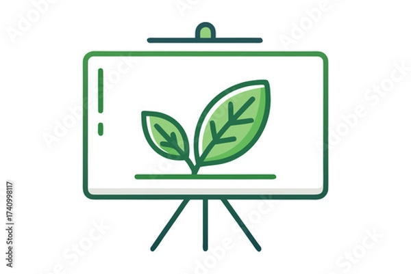 Obraz Eco friendly classroom board icon with leaf drawing