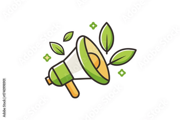 Obraz Loudspeaker tiny leaves symbolizing eco friendly communication