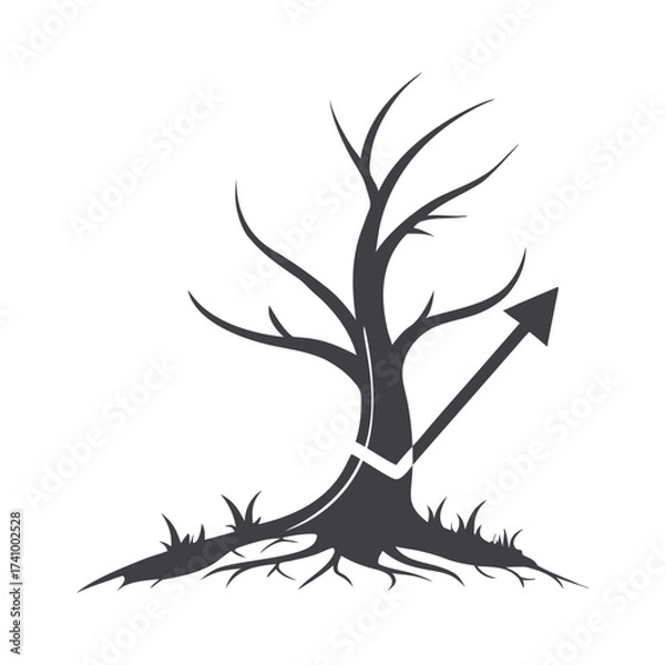 Obraz Dead Tree Growth Arrow Icon. Environmental Recovery and Sustainability Vector