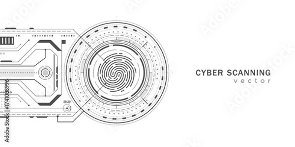 Obraz Fingerprint. Technological background. Safety lock. Security access sign. Vector illustration .